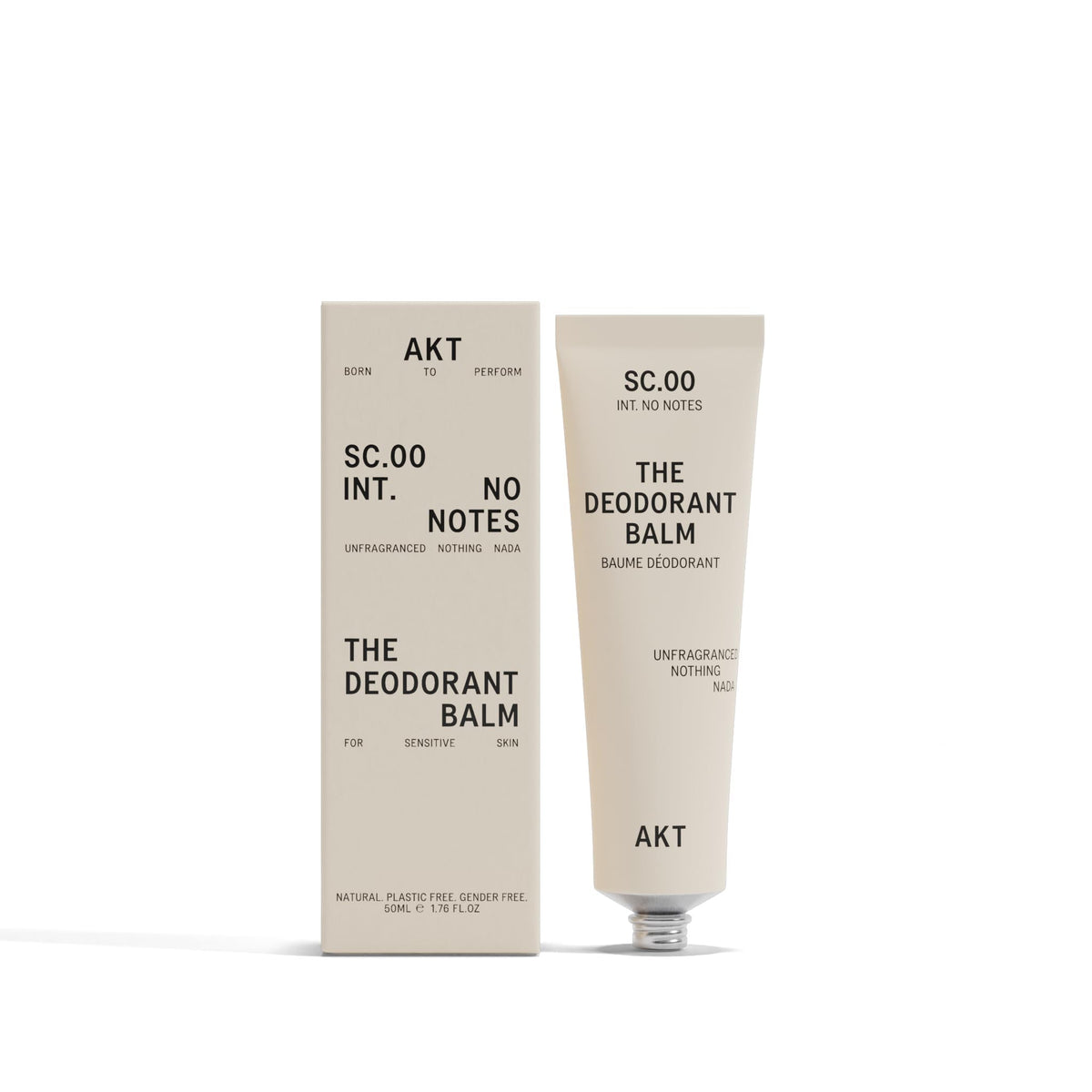 AKT Deodorant Balm bottle in compact 1.7 oz size for travel-friendly protection.