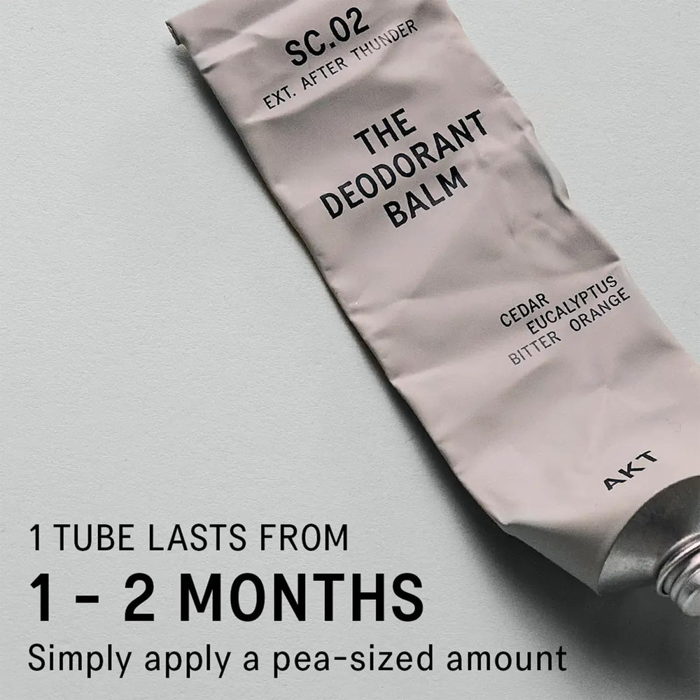 AKT Deodorant Balm texture shows a dry, invisible finish after application.