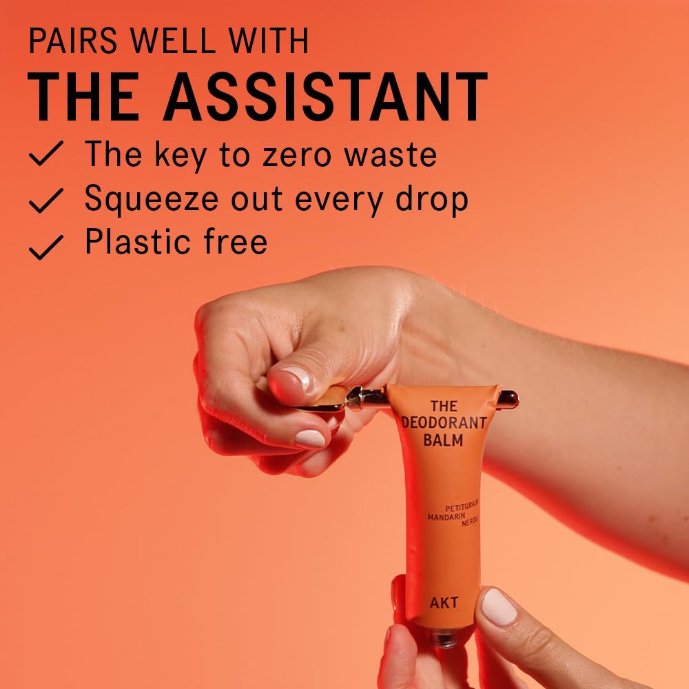 Recyclable cap on AKT Deodorant Balm tube highlights plastic-free design.