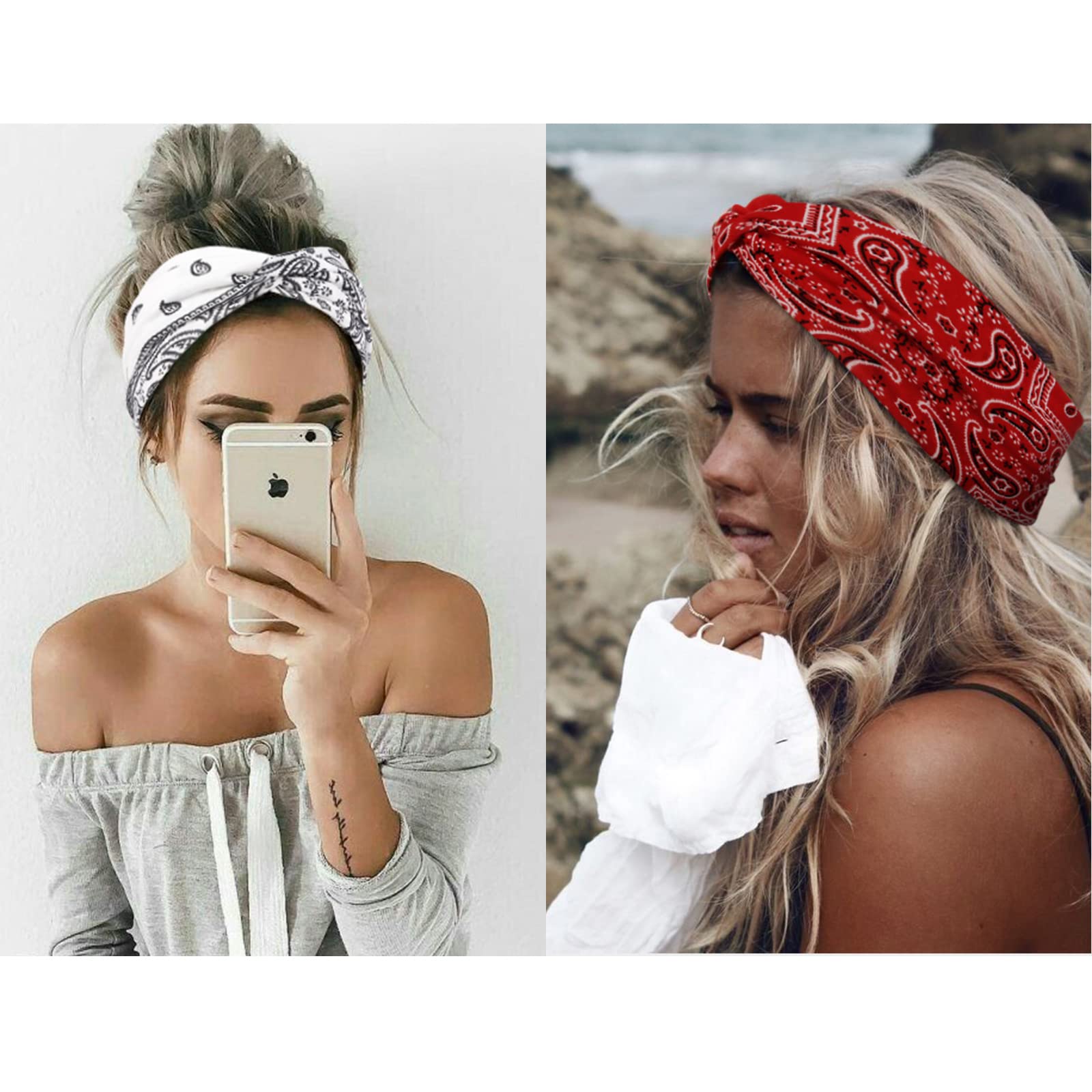AKTVSHOW turban headband set of four prints for versatile looks