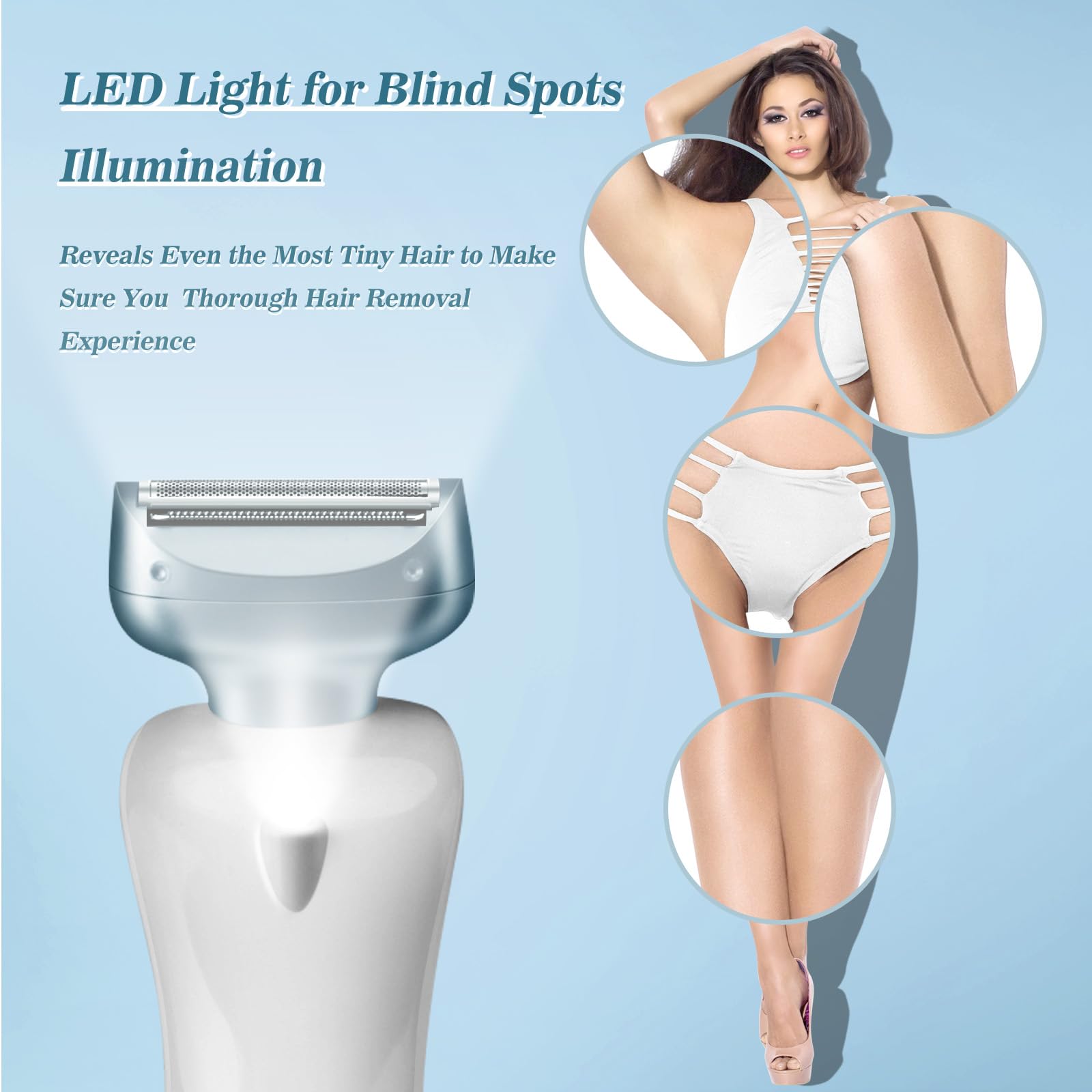 Akunbem LED-light precision aids hair removal details.