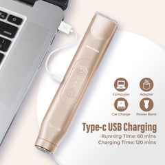Akunbem rechargeable USB charging provides cordless grooming on the go.