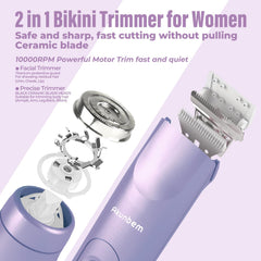 Akunbem women electric shaver close-up with ceramic blade for gentle skin contact