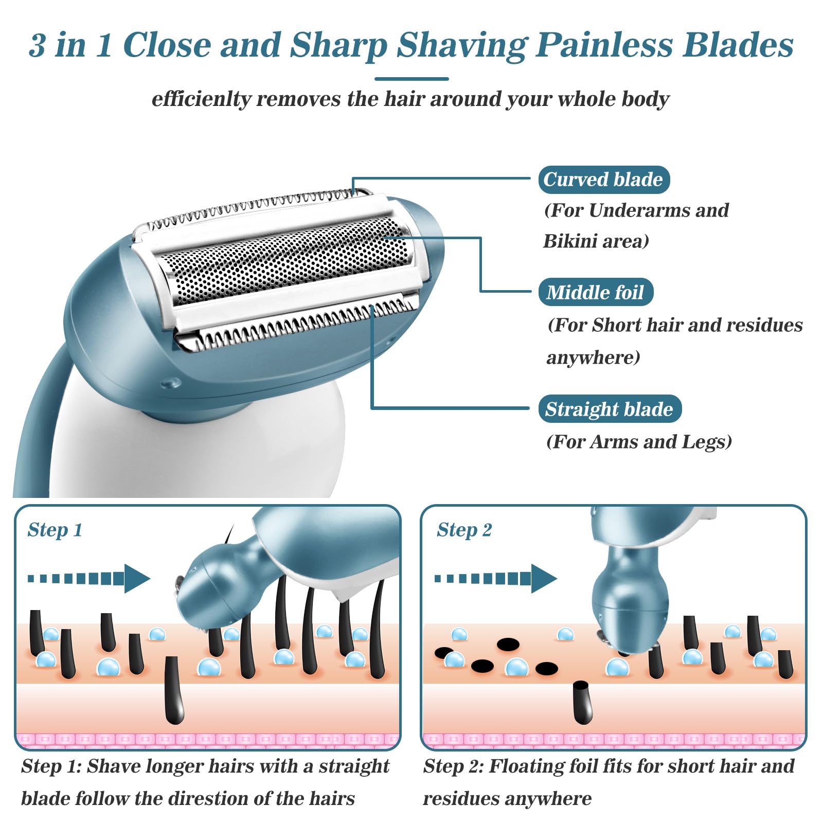 Akunbem bikini-trimmer head for precise bikini-line shaping.