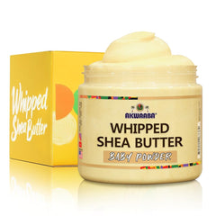 AKWAABA Manteca de Shea batida en envase, hidratación suave para piel y cabello.