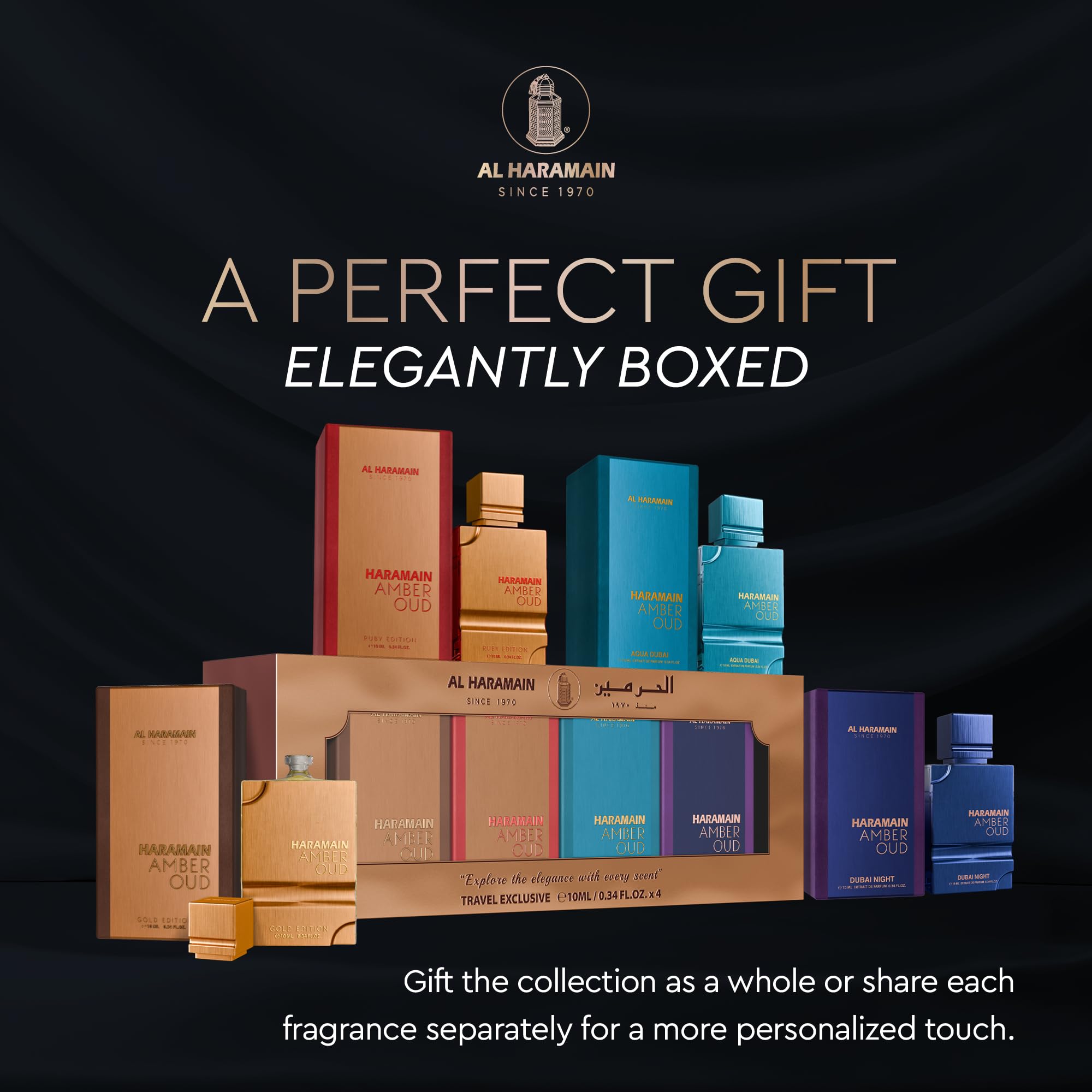 Al Haramain 4-piece sampler box, complete fragrance collection