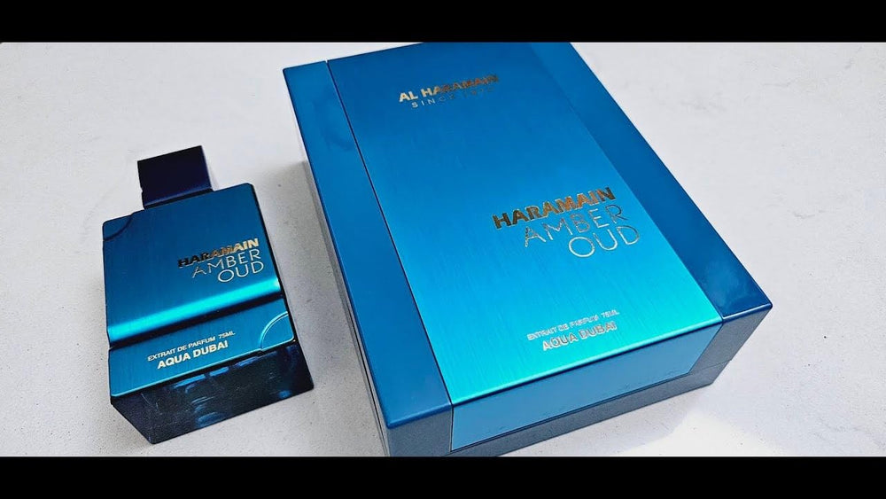 Al Haramain Amber Oud Aqua Dubai travel size on-the-go bottle featured.