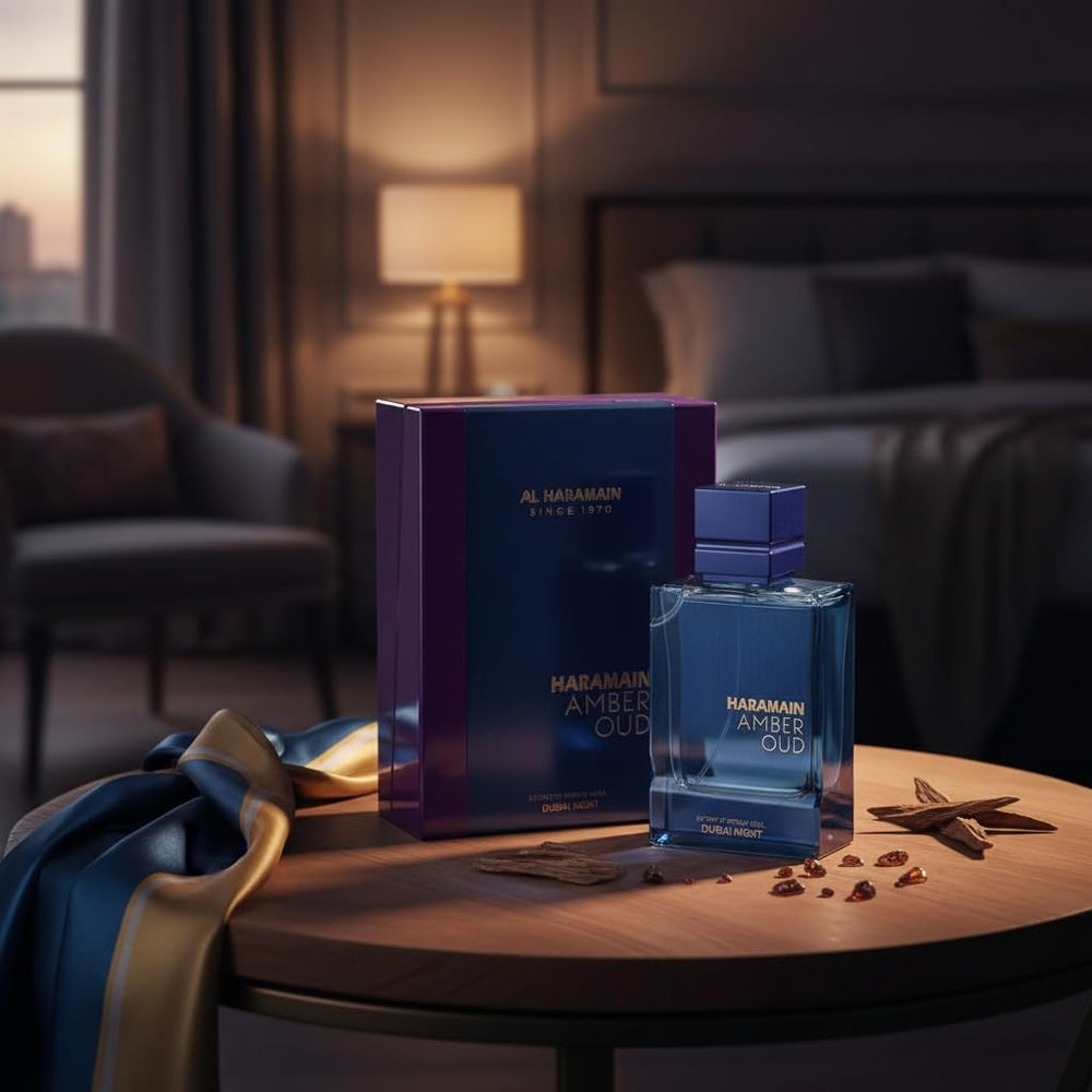 Al Haramain Amber Oud Dubai Night base-notes emphasis on warmth and wood