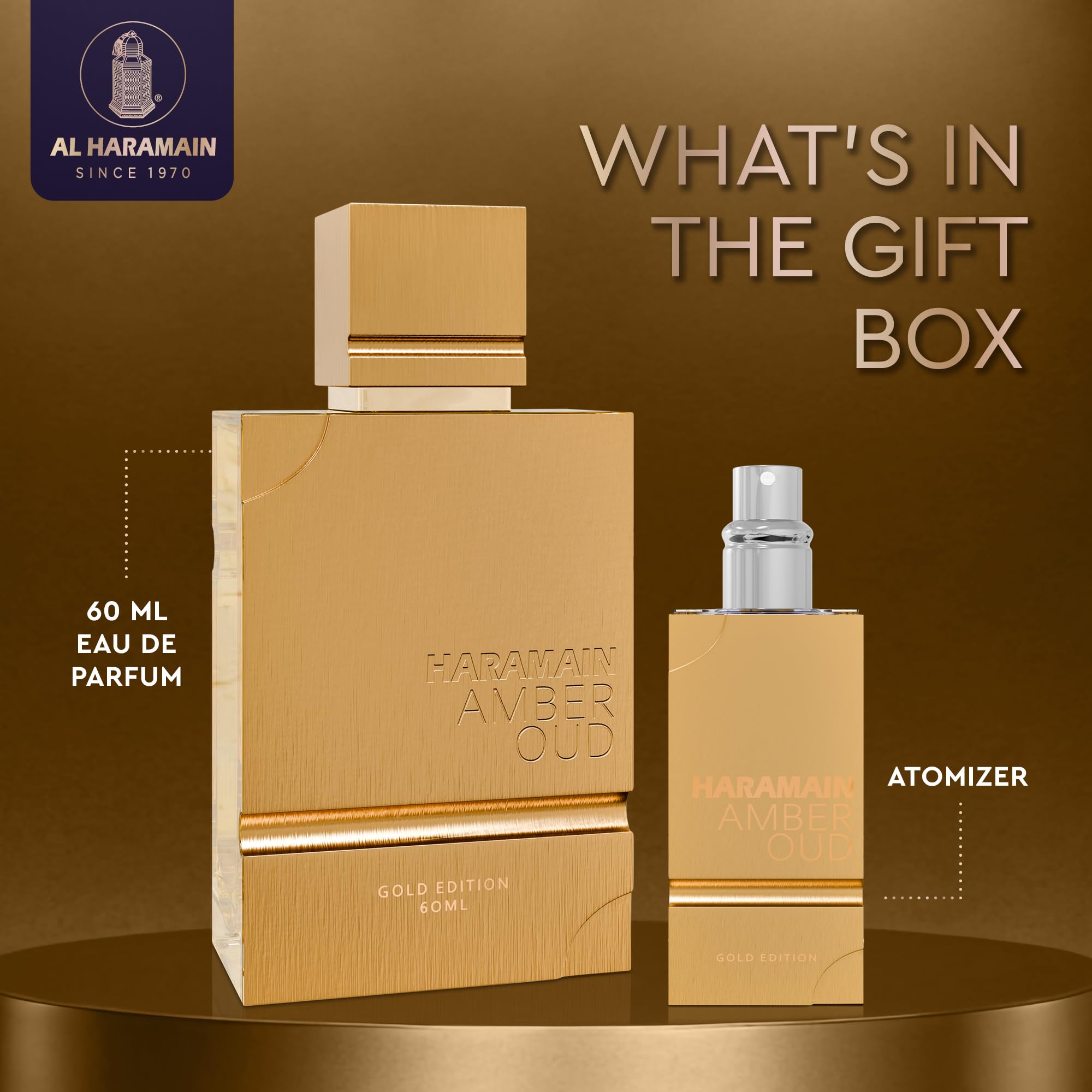 Al Haramain Amber Oud Gold Edition bottle top with elegant cap