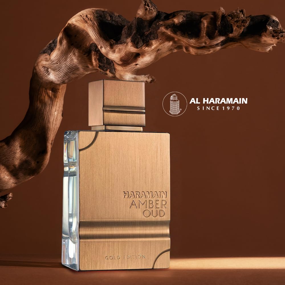Cap detail of Al Haramain Amber Oud Gold Edition highlights craftsmanship and premium packaging.