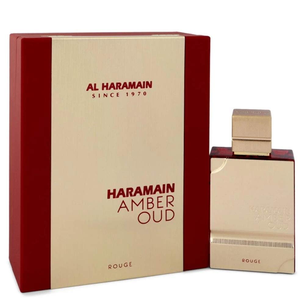 Al Haramain Amber Oud Rouge bottle cap close-up, luxurious aroma and premium packaging