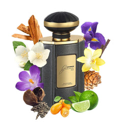 Al Haramain Junoon Noir EDP bottle cap close-up showing premium craftsmanship
