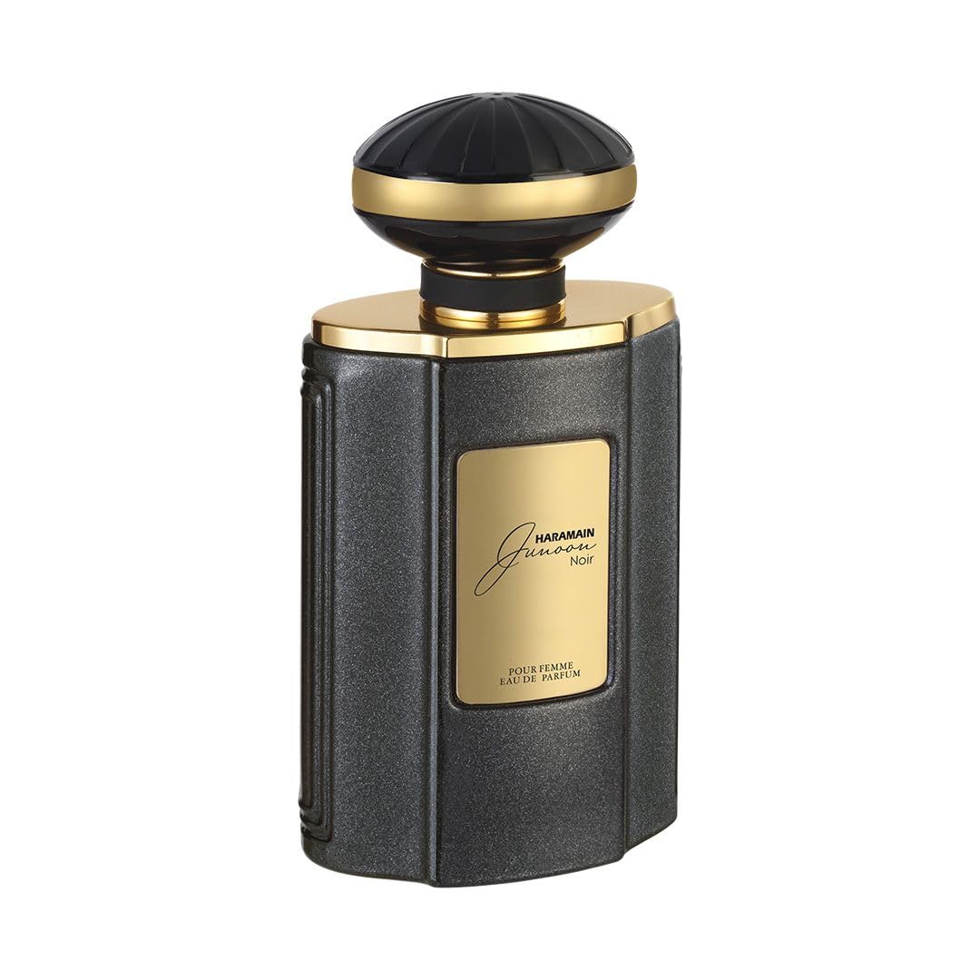 Al Haramain Junoon Noir EDP box and packaging highlight sophisticated branding