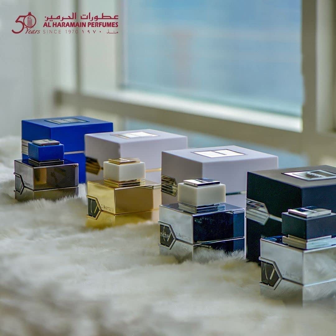 Al Haramain L'Aventure Knight label closeup, featuring classic branding.