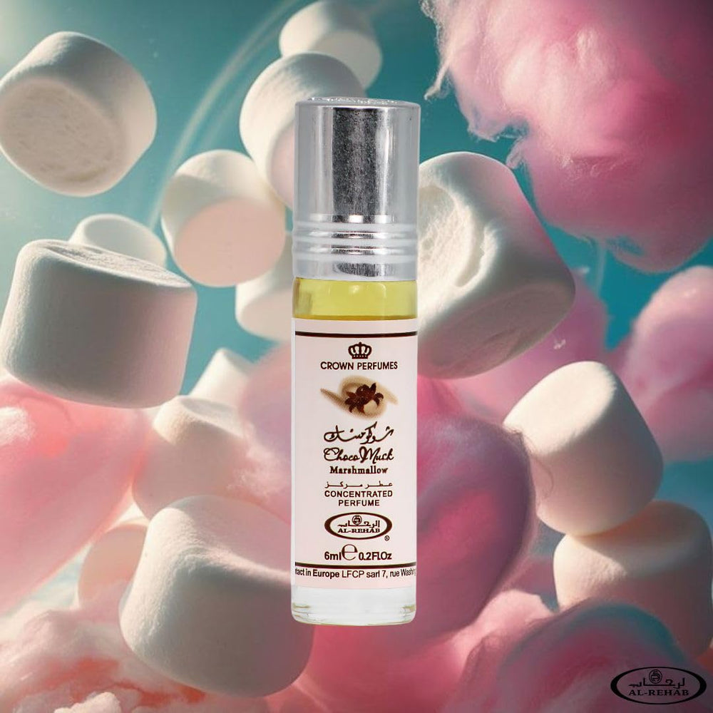 Al-Rehab Choco Musk Marshmallow bottle with cozy strawberry sweetness