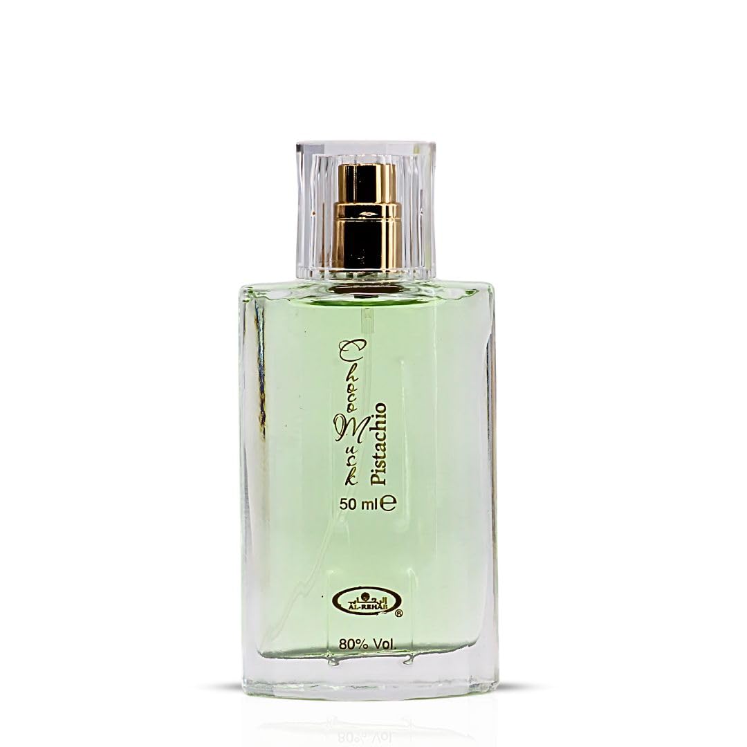 Al-Rehab Choco Musk Pistachio EDP opening with pistachio and musk for creamy freshness.