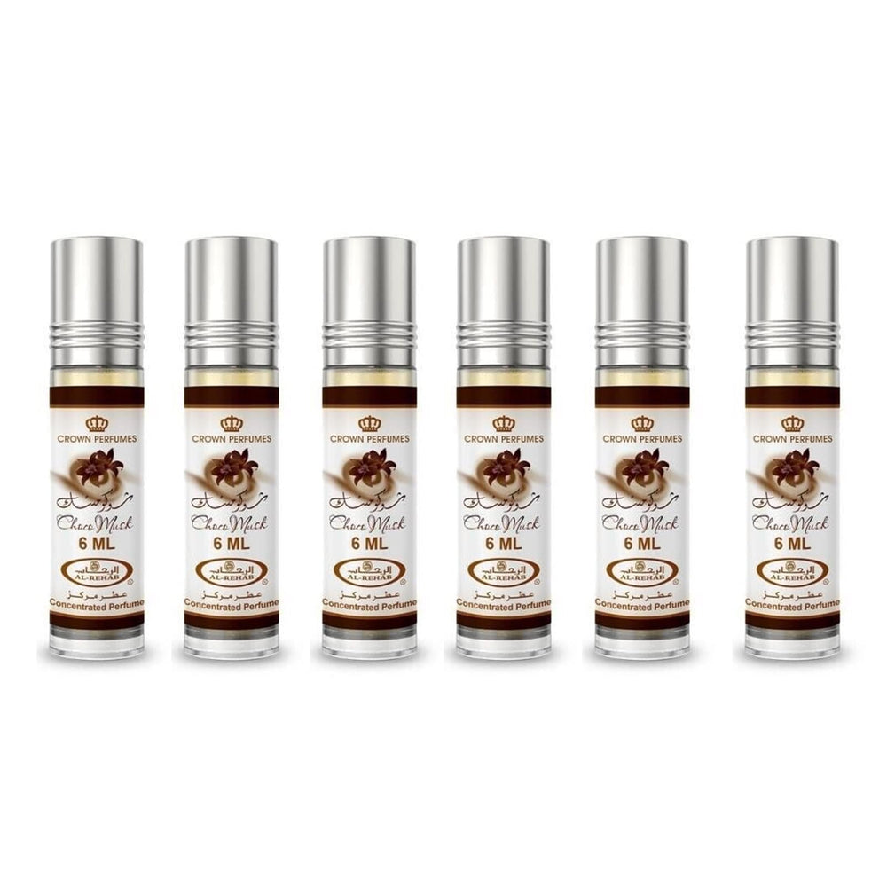 Al-Rehab Choco Musk rollerball bottle for on-the-go, versatile unisex fragrance.