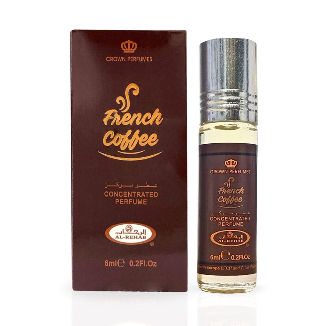 Al-Rehab French Coffee perfume oil bottle, ideal for daily wear with lasting warmth.