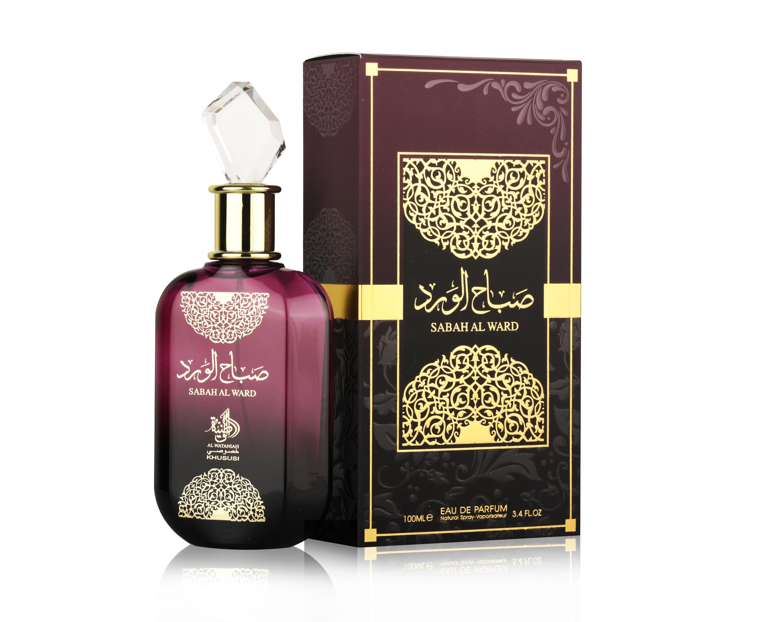 Al Wataniah Sabah Al Ward bottle front view showing elegant oriental florals for evening wear