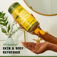 Close-up of Alaffia soap with tea tree and eucalyptus aroma.