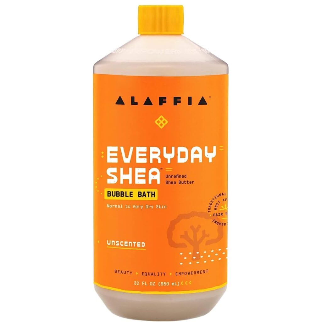 Alaffia Bubble Bath sin fragancia: botella para un baño suave e hidratante