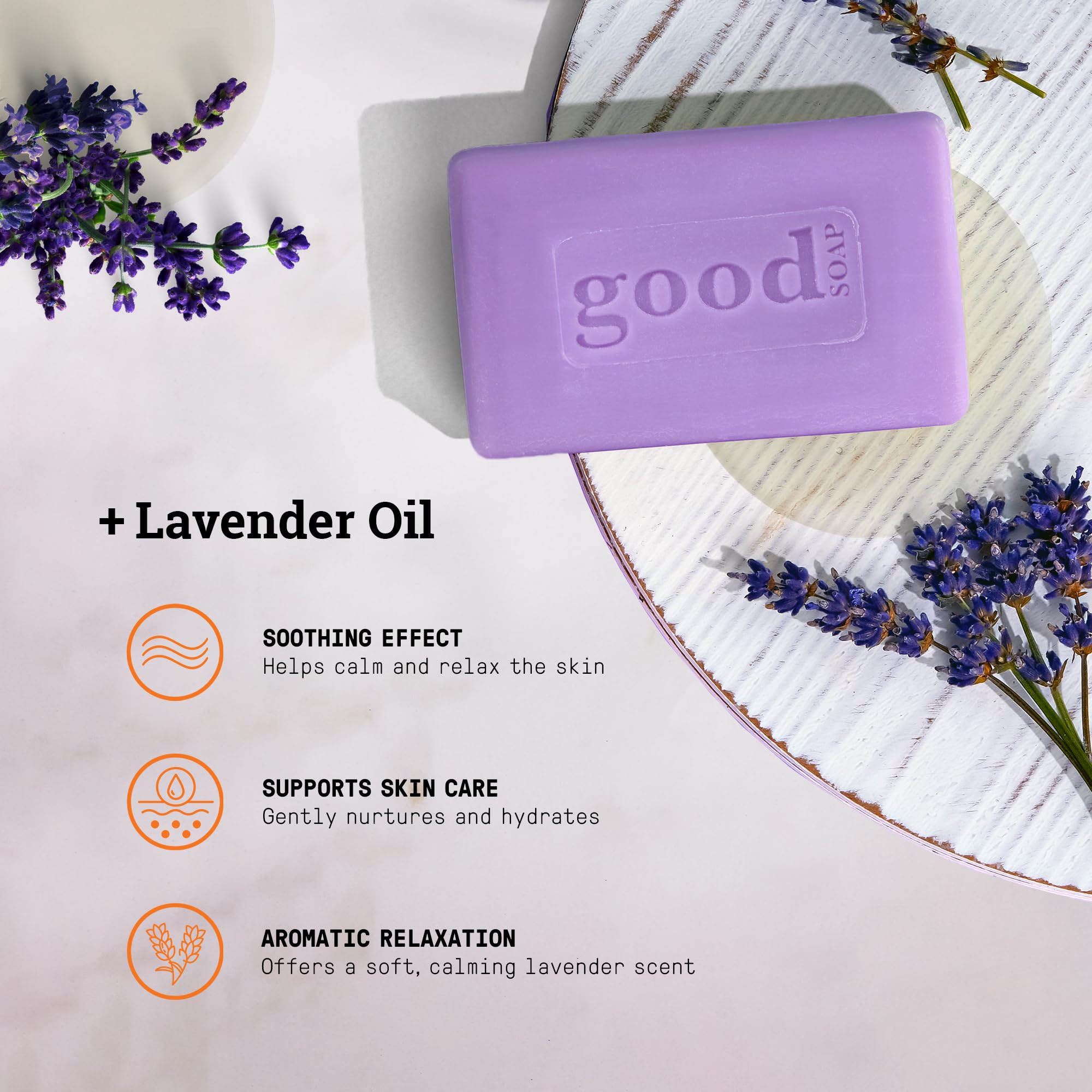 Alaffia Good Soap Lavanda: manteca de karité para hidratación prolongada.