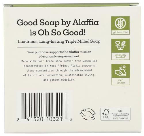 Alaffia Jabón de Menta, barras visibles en envase para ducha.