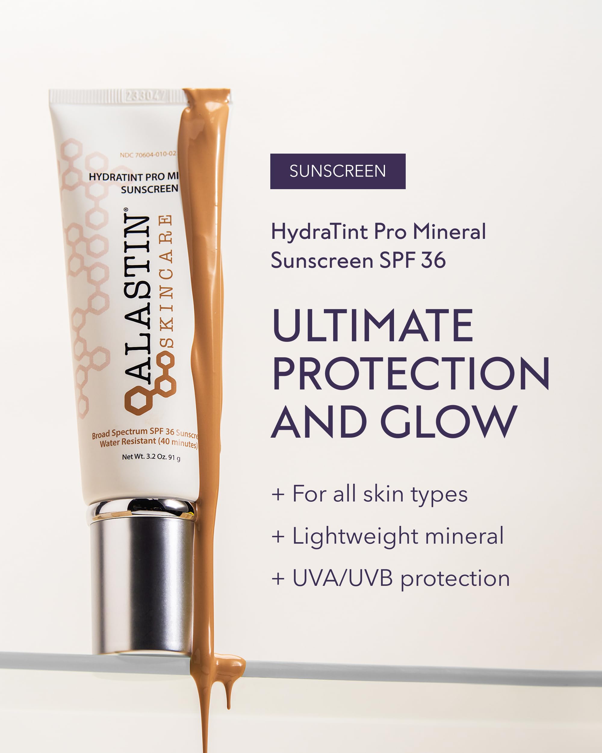 Close-up of HydraTint Pro texture showing lightweight, natural-looking coverage.