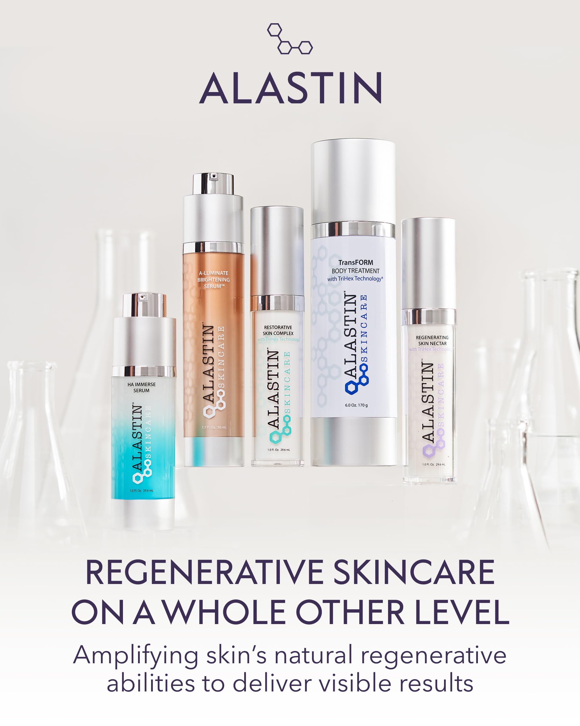ALASTIN Restorative Skin Complex ingredients graphic illustrating peptide and hydration components