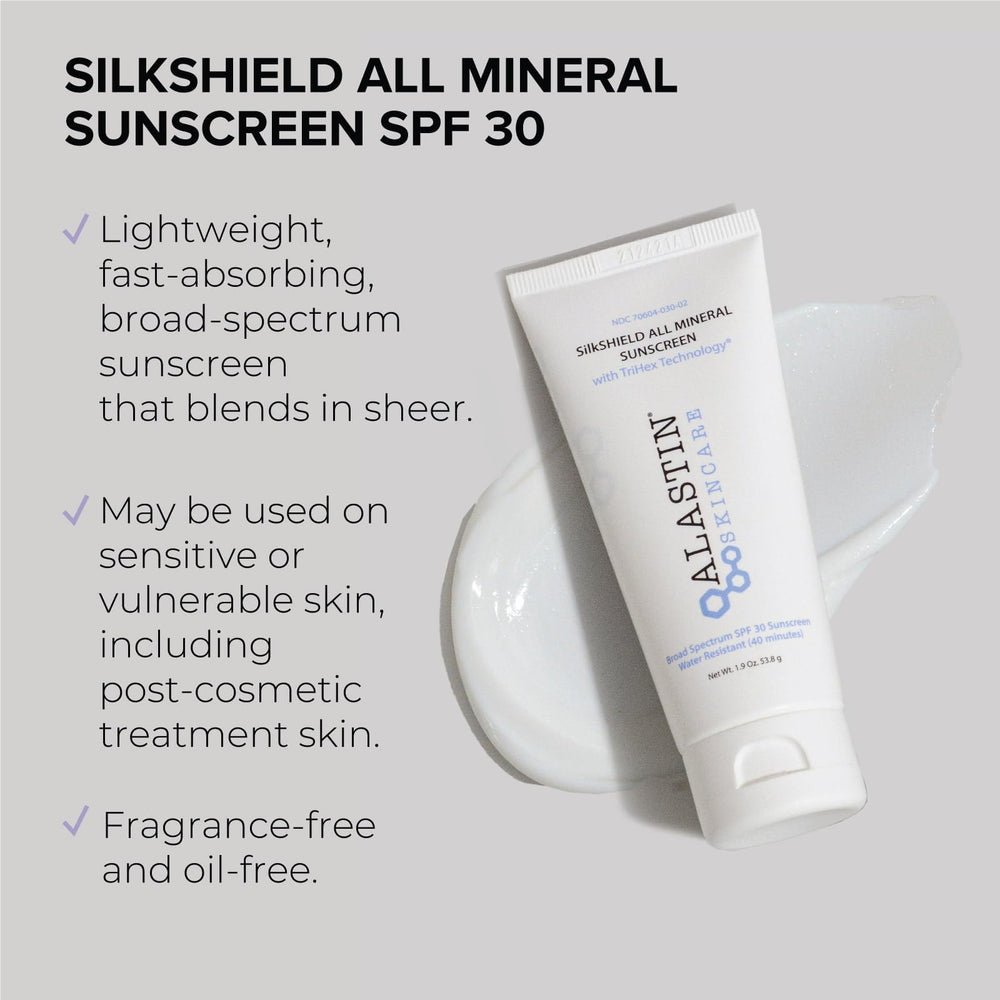 ALASTIN SilkSHIELD swatch on skin illustrates non-greasy, daily use finish.