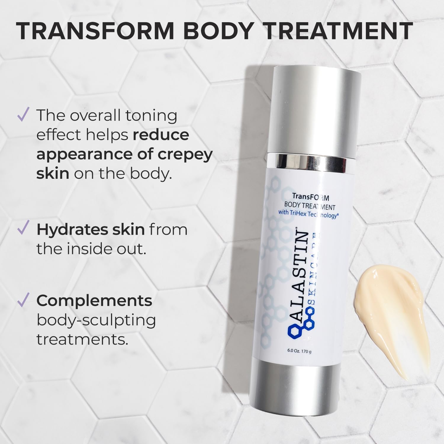 Applying Alastin Transform Body Treatment to the arm for hydration