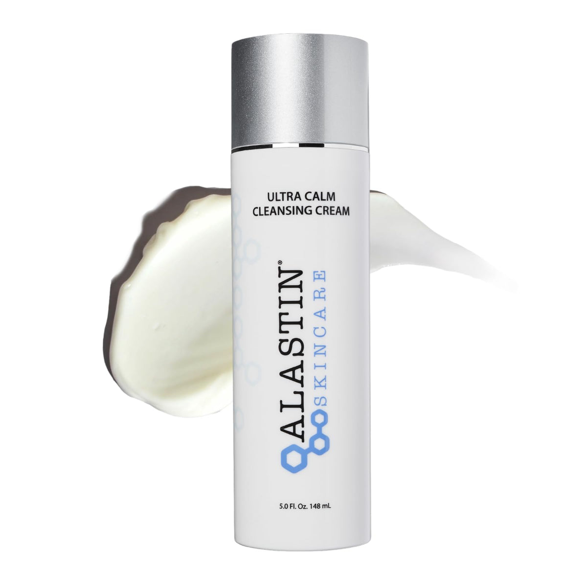 ALASTIN Ultra Calm Cleansing Cream bottle pour shows gentle hydration for sensitive skin.