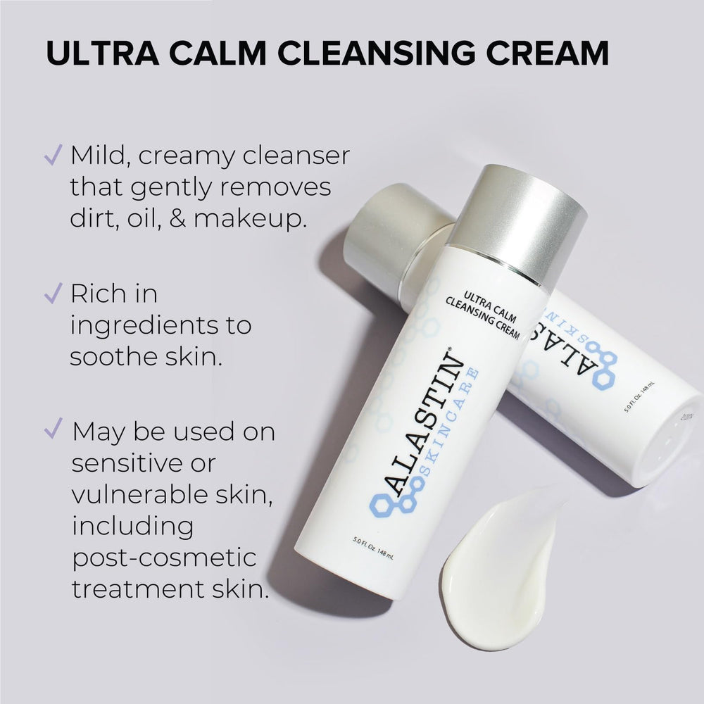 ALASTIN Ultra Calm Cleansing Cream texture close-up reveals creamy, soothing formula.