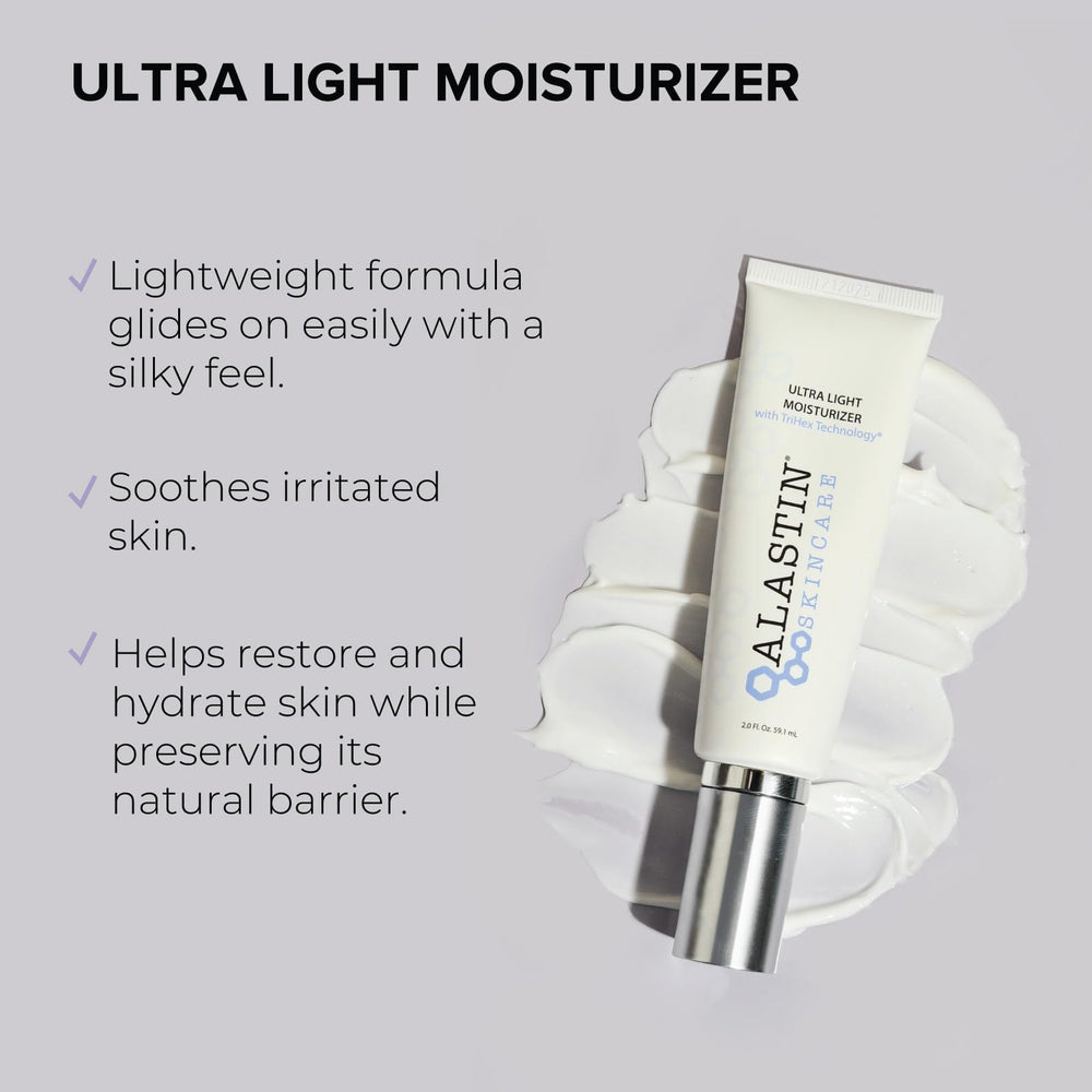 ALASTIN Ultra Light texture close-up highlighting silky, non-greasy feel for sensitive skin