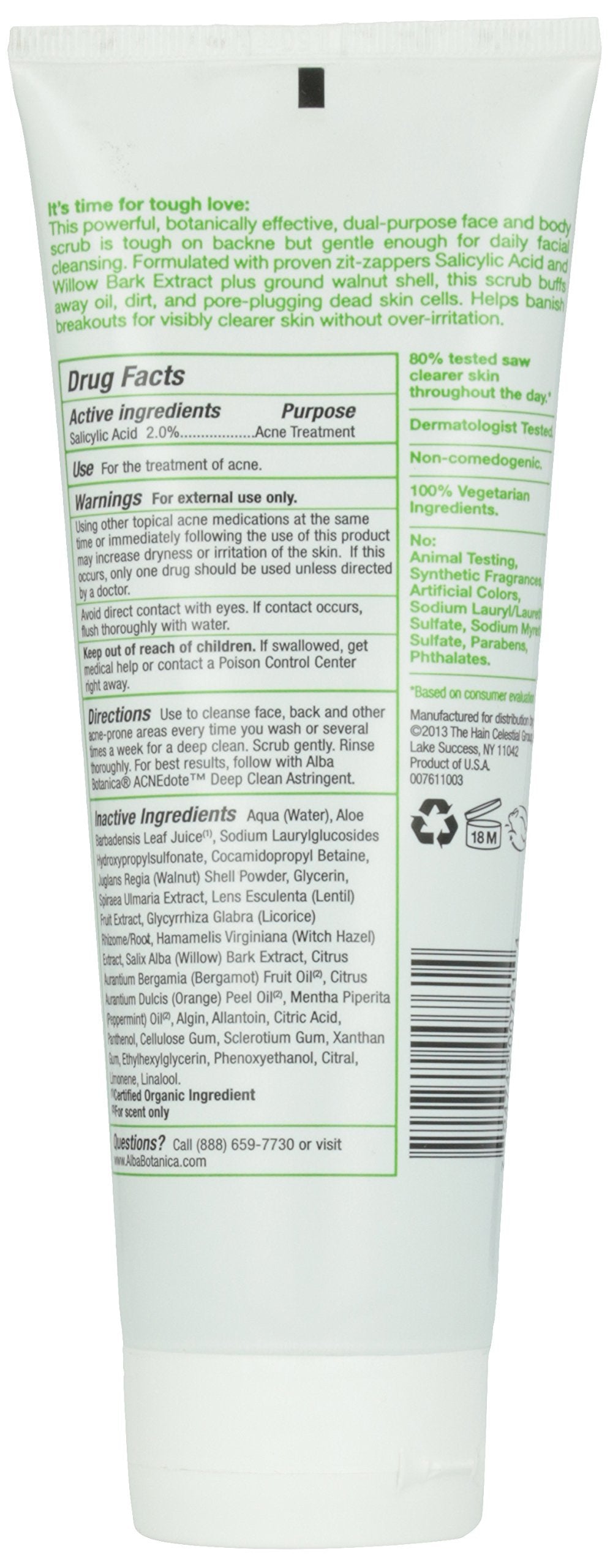 Alba Botanica Acnedote exfoliante con ingredientes botánicos, cuidado suave diario