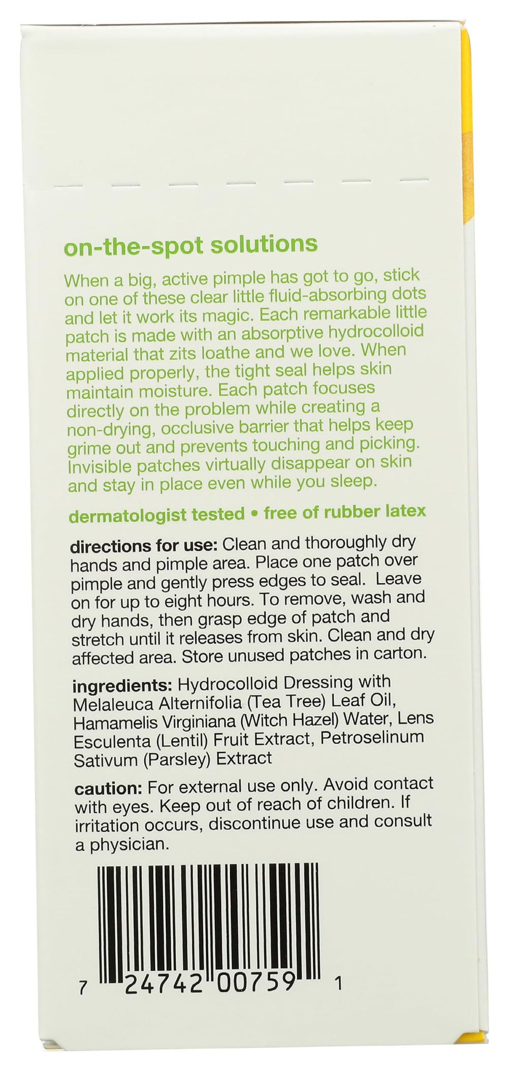Parche hidrocoloide de Alba Botanica Acnedote para extraer fluidos
