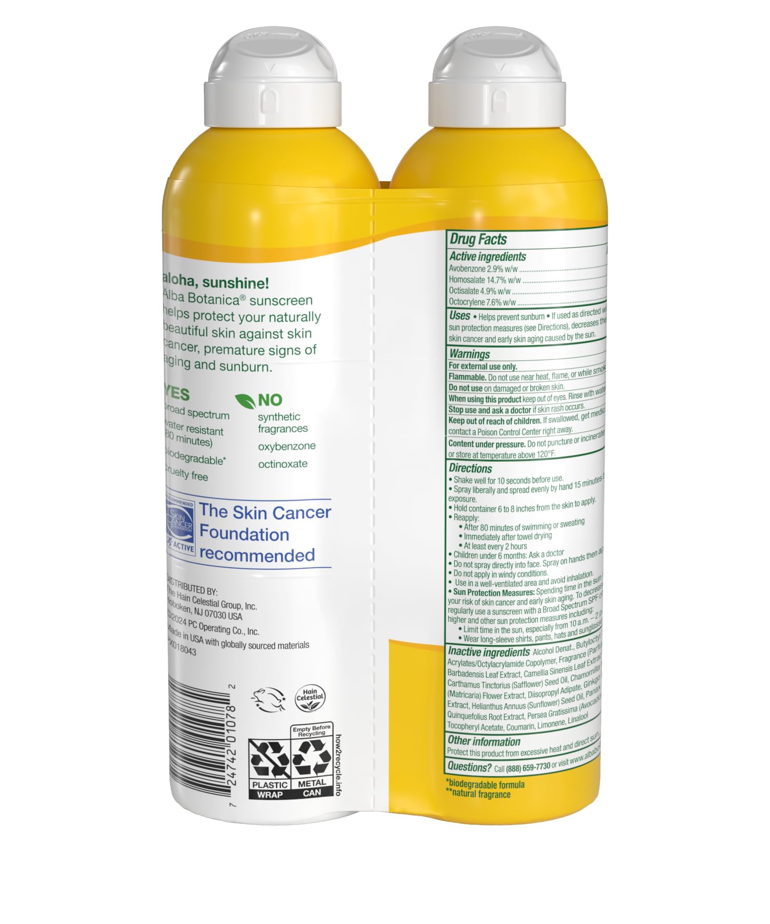 Paquete con dos frascos de Alba Botanica SPF 50 para la playa