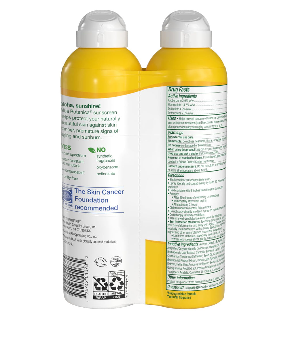 Paquete con dos frascos de Alba Botanica SPF 50 para la playa