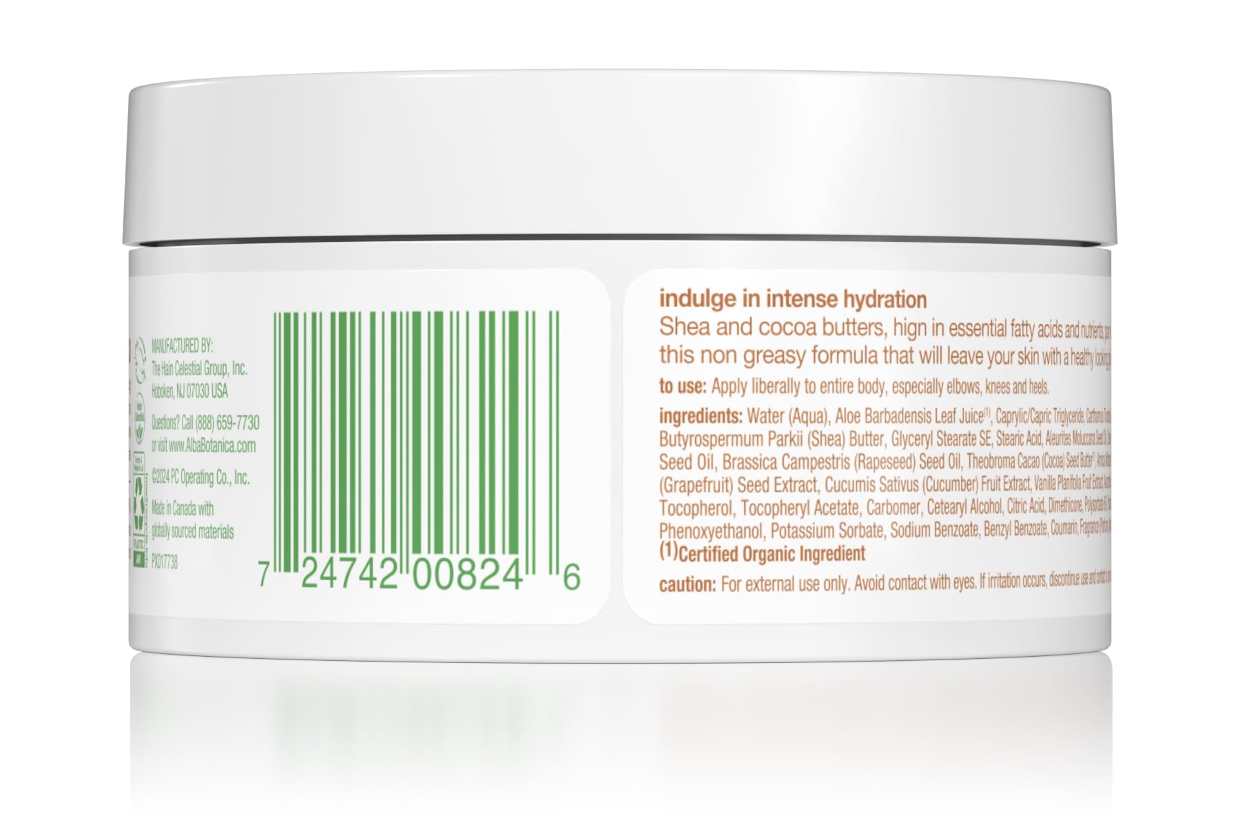 Frasco de crema corporal batida de Alba Botanica para uso diario