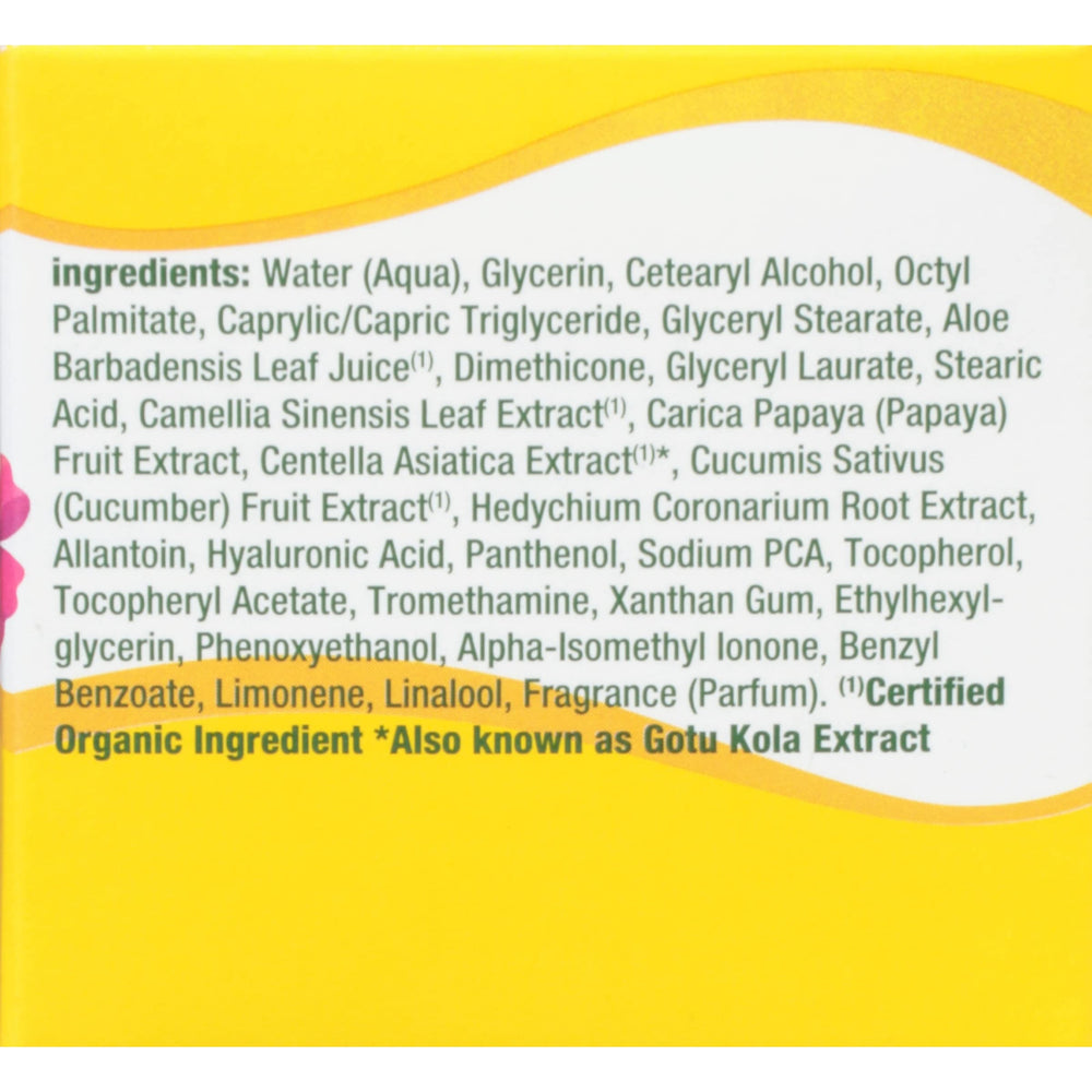 Ingredientes clave: té verde, gotu Kola y aloe para humedad y antioxidantes