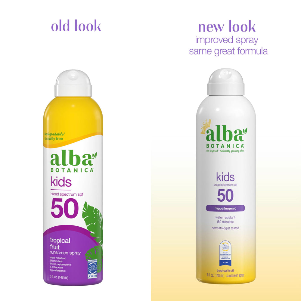 Alba Botanica Kids Sunscreen Spray tropical-fruit fragrance enhances outdoor sunscreen routines