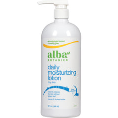 Alba Botanica Loción cuerpo hidratante 32oz, ideal para piel seca y suave.
