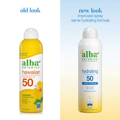Alba Botanica SPF 50 broad-spectrum label on bottle