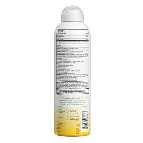 Alba Botanica spray mist applying lightweight sunscreen quickly