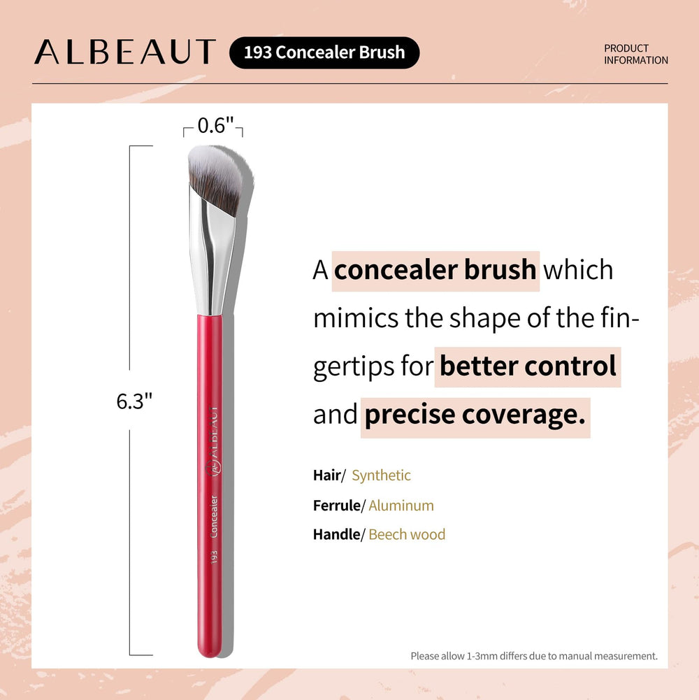 Albeaut 193 Concealer Brush compatible with liquids, creams, and powders for versatility.