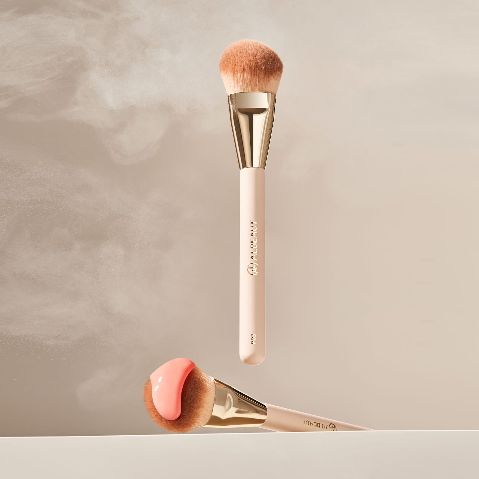 ALBEAUT blush brush angled for precise cheek color and smooth blending.