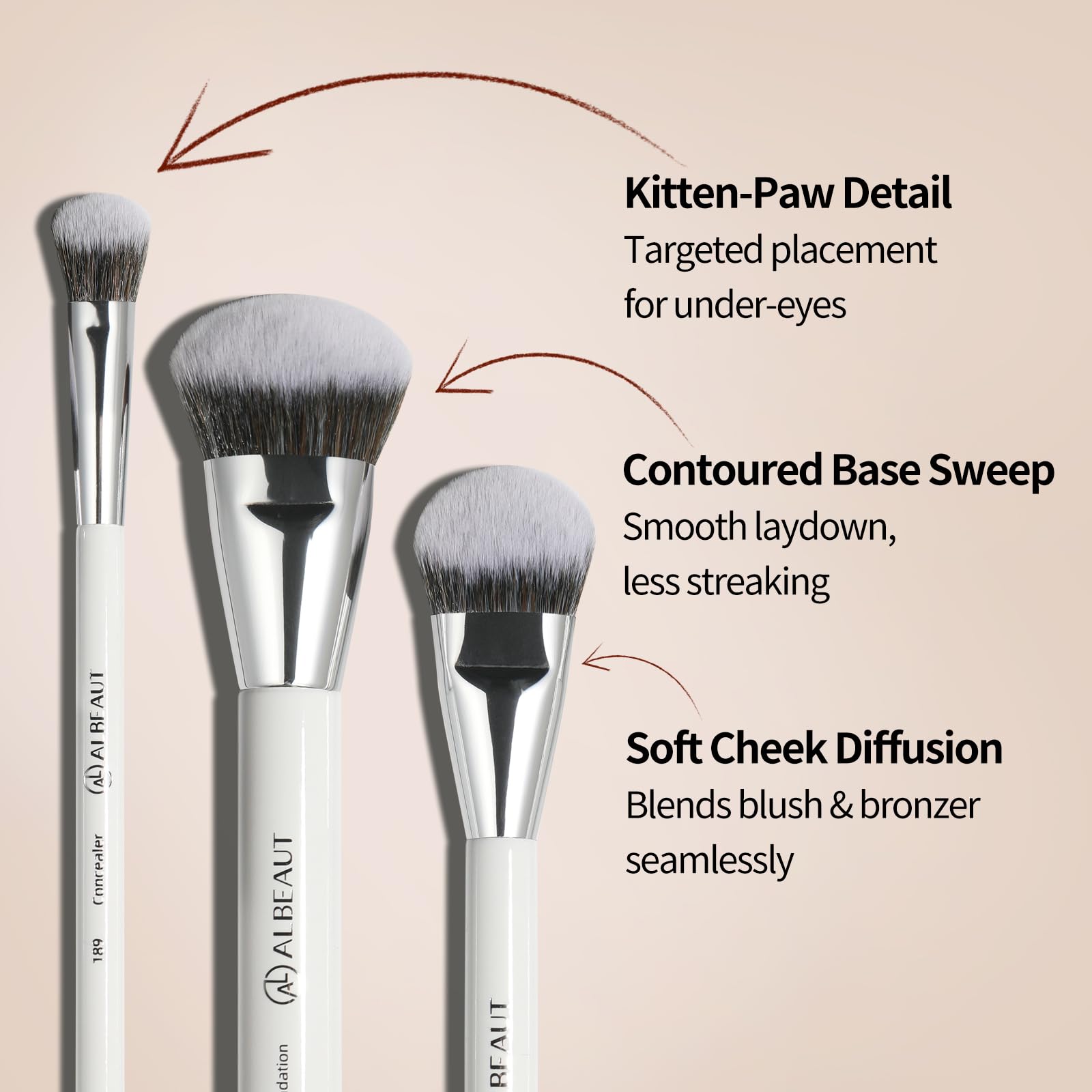 ALBEAUT contoured foundation brush defines base with even application