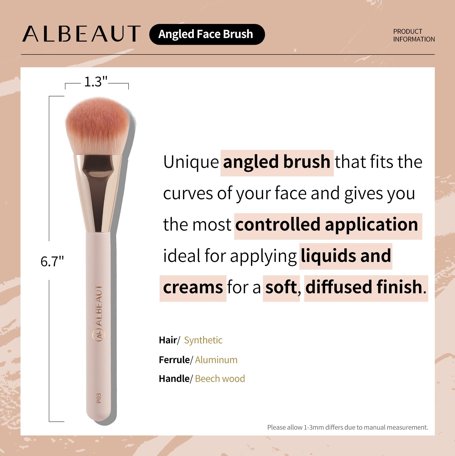 ALBEAUT highlight brush angled for lifting high points with subtle glow.