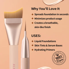 ALBEAUT Untra-thin Flat Foundation Brush bristles close-up showing soft synthetic bristles
