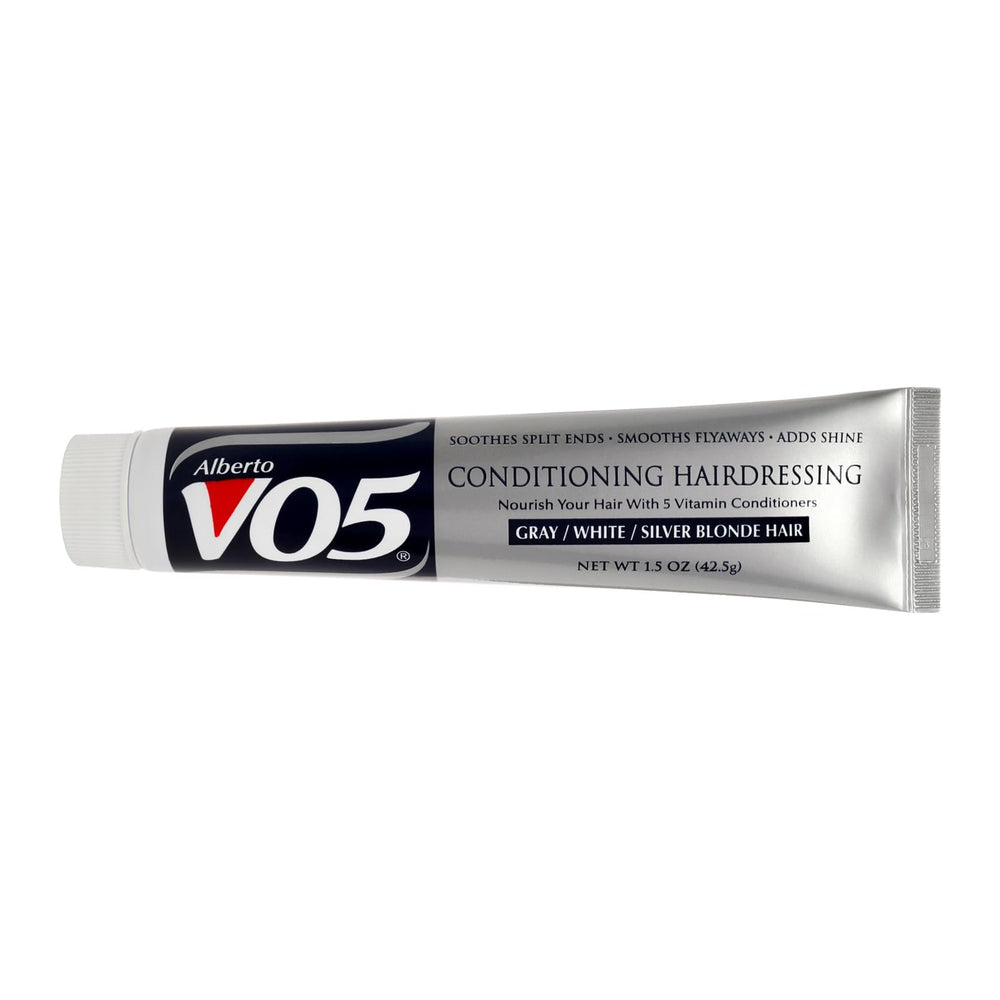 Acondicionador Alberto VO5, vertido de botella, suaviza cabello gris y aporta brillo saludable.